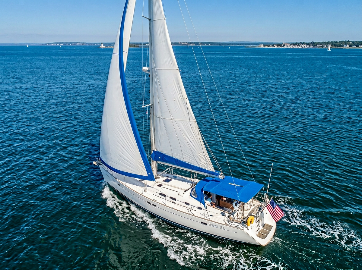 Aerial drone shot of vessel