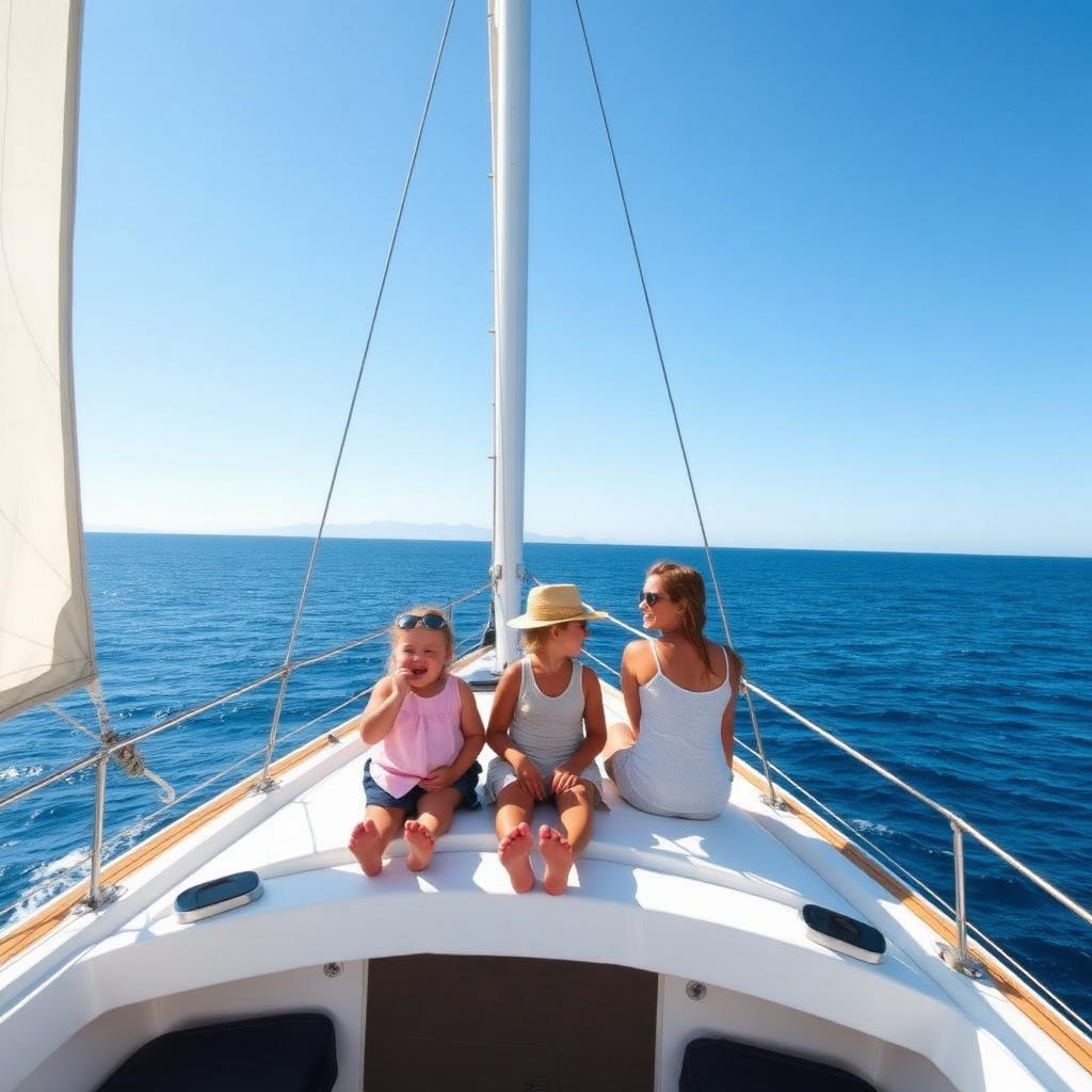 Family with children on bow